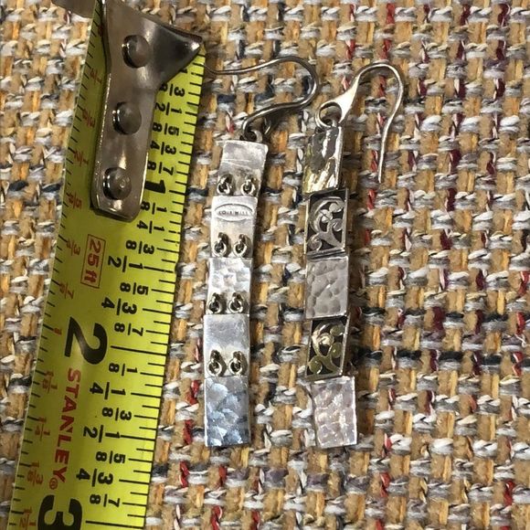 LOIS HILL Sterling Silver Drop Dangle Alternating Hammered Filigree Earrings - Picture 16 of 16